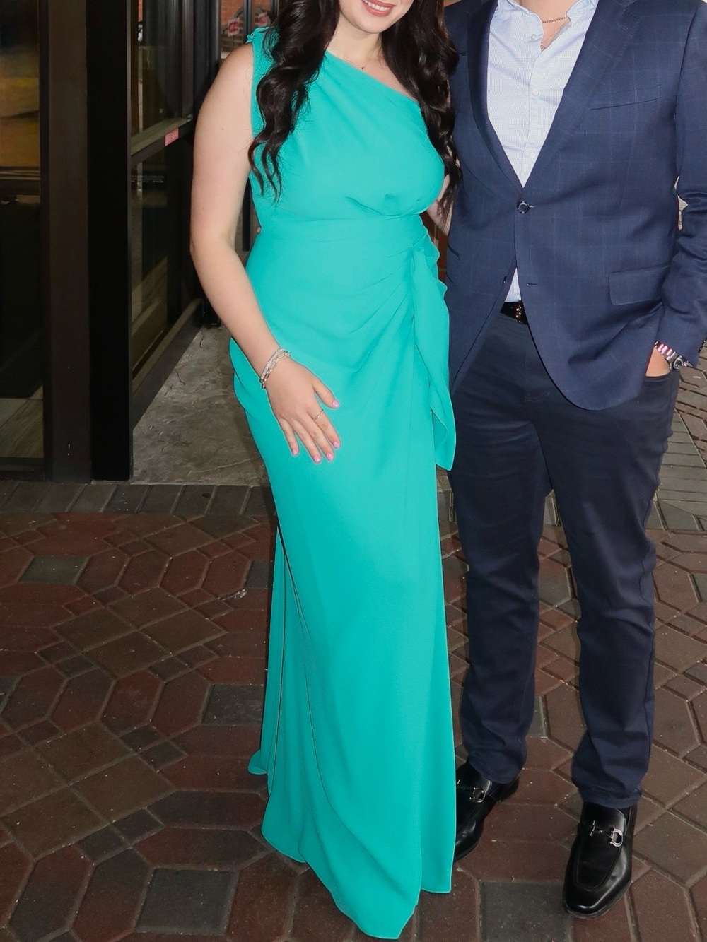 Rhea Costa Blue One-Shoulder Gown for Weddings - Picture 10 of 11